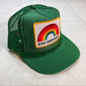 🌈 Aviator Nation Stay Grounded Trucker Hat - Adjustable Snapback, Adult - Green